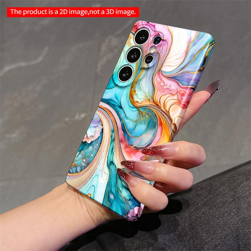 2DFlat Samsung Phone Case Fluid Pastel Floral Art Phone Case Applicable To Galaxy S22 S23 S24 S25ULTRA S26 A12 A13 A14 A15 A16  A34 A35 A54 A55