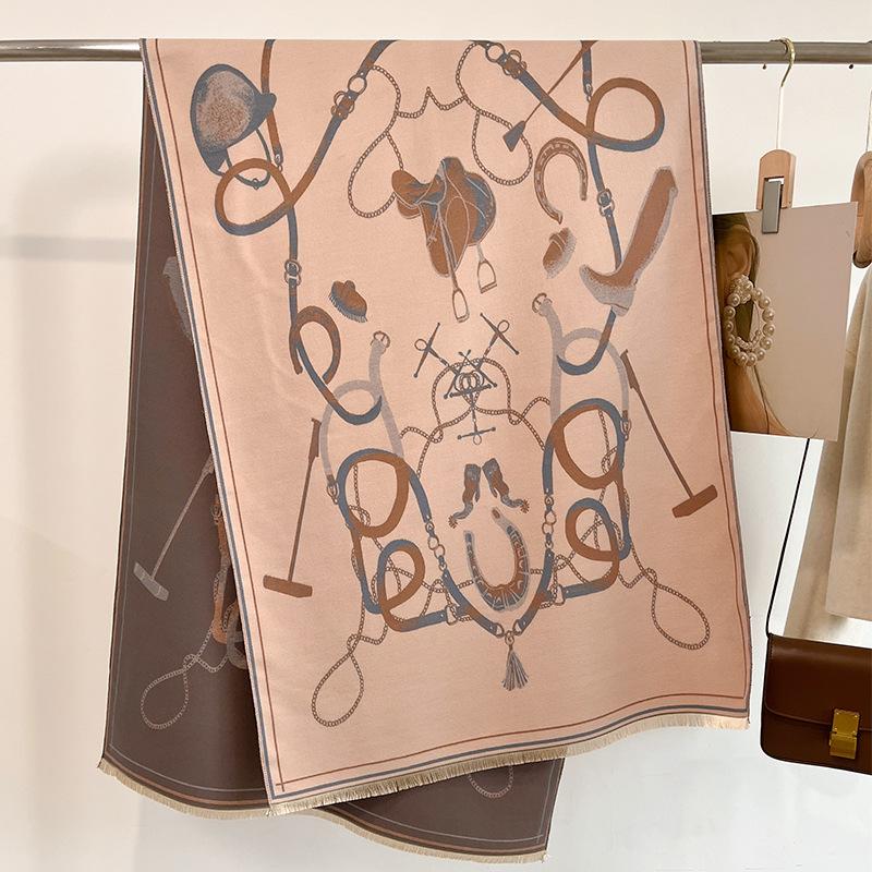 Nouă eșarfă de cașmir imitație de modă retro pentru femei pe timp de iarnă, gât îngroșat și cald, exterior șal cu dublu scop