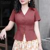 ZANZEA Women Summer V-Neck Short Sleeve Casual Blouse