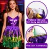 Jupe à Franges Carnaval Violet Or Vert Costume de Danse Mardi Gras Jupe de Spectacle Danse du Ventre avec Franges Accessoire de Fête