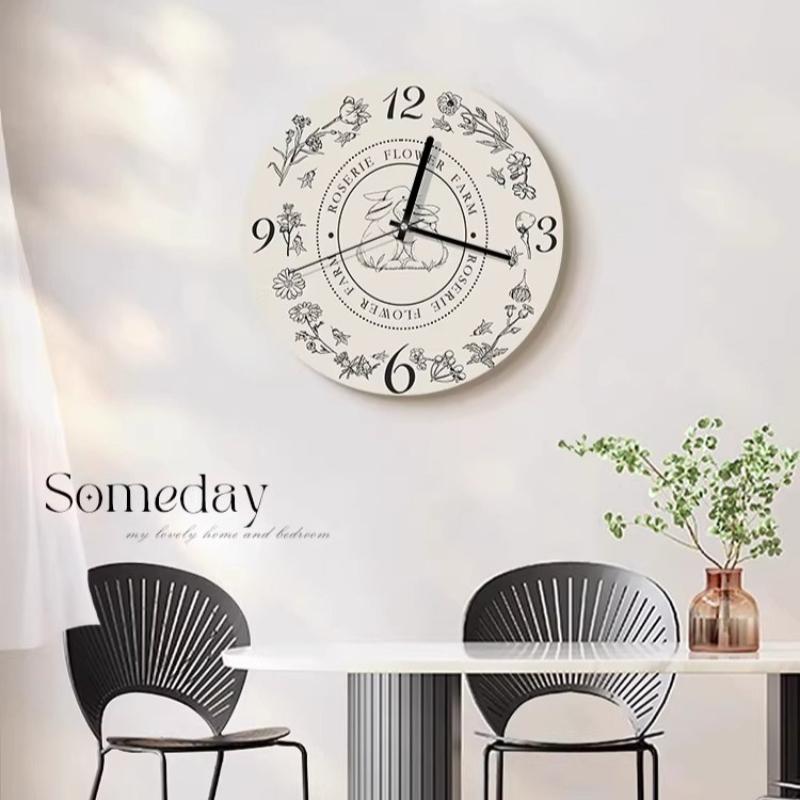French Style Living Room Wall Clock Bedroom Wooden Silent Wall Clock Retro Restaurant Creative Big Wall Clock Room Decoration
