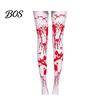 Comfortable Zombie Cosplay Costume Halloween Blood Print for Women, Scary Apron, Hooded Elastic Polyester Horror Themed Apparel Cloak, Stockings