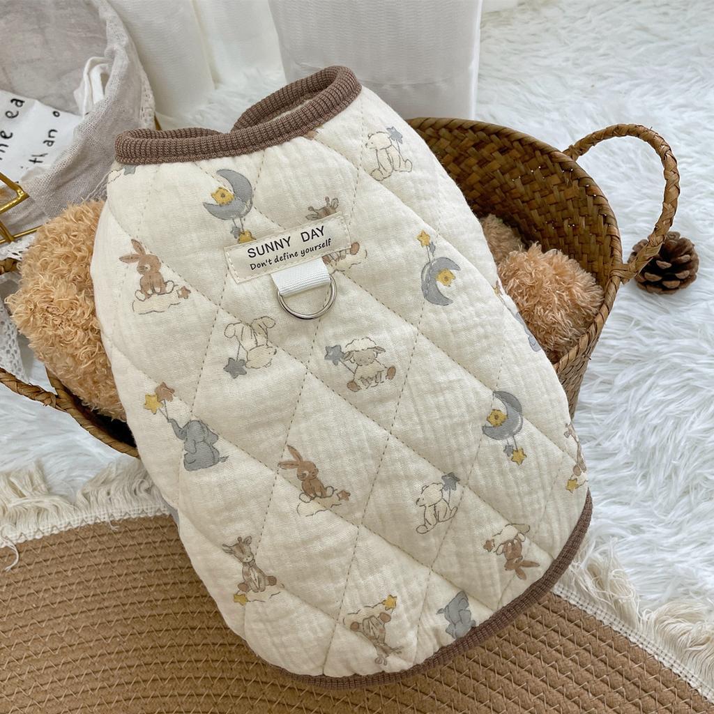 Flying sleeve gauze pet clothes cotton loungewear small dog puppy dog autumn and winter clothing warm kitten cat clothes