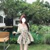 Sweet design French suspender dress women's summer floral skirt sweet A-shaped skirt