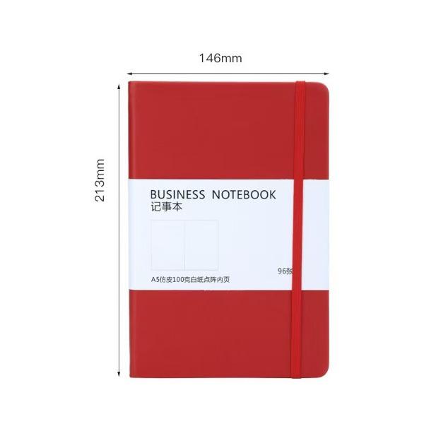 

Блокнот А5 на резинке, утолщенный, из искусственной кожи, блок в точку, твердая обложка, ежедневник, для бизнеса, для офиса красный