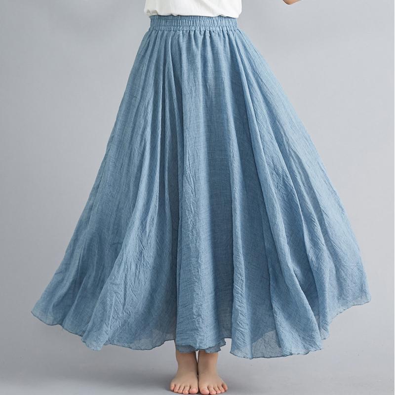Forest Women's Artistic Cotton Linen Clothes Women Skirts Casual Elastic Waist A-line Skirt