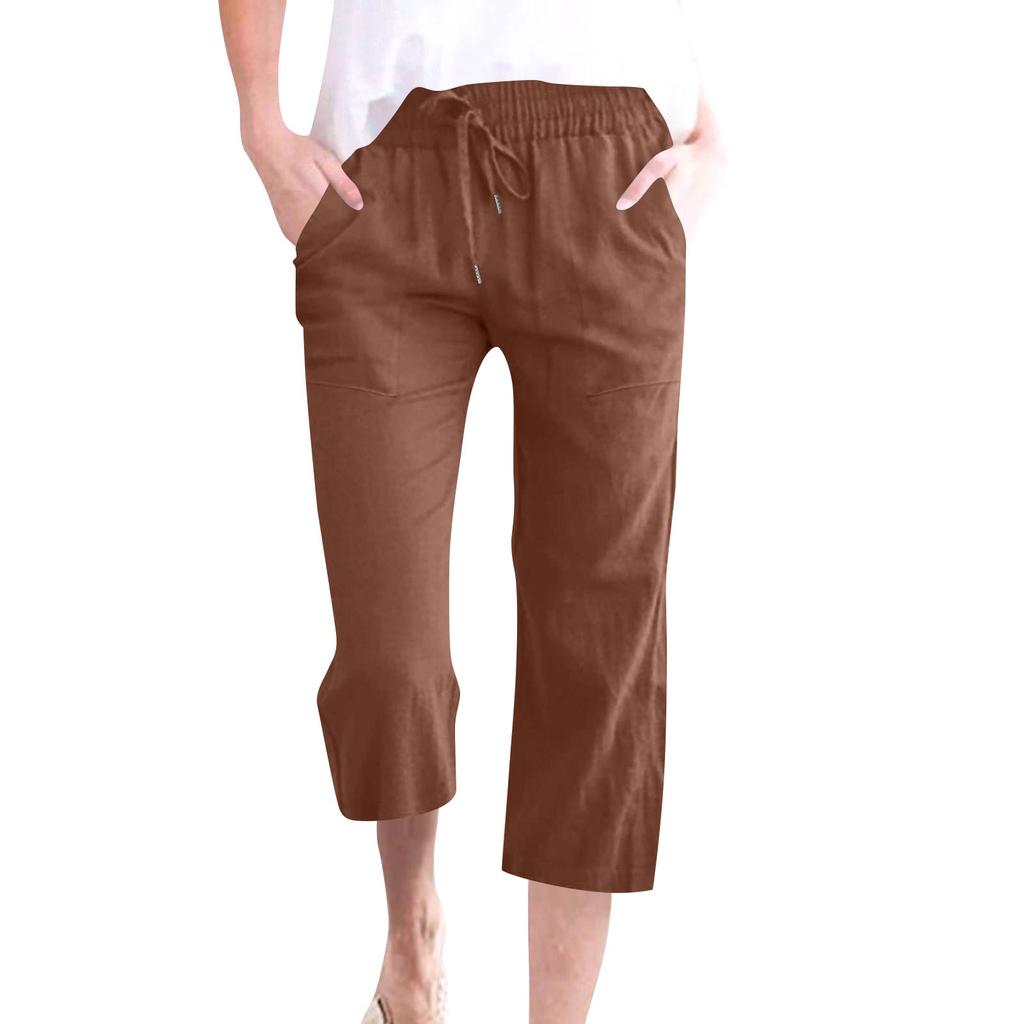 Women's Casual And Fashionable Color Loose Pants With Pocketes