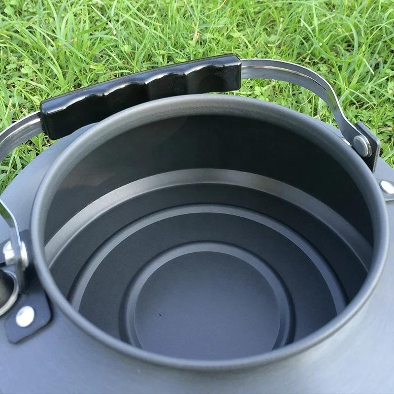 Portable Winter Outdoor Camping 1.1L Kettle, Multifunctional Stove Type Kettle, Lightweight Aluminum Alloy Wear-Resistant Kettle