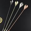 Long Bar Spoon Stainless Steel Cocktail Stirring Mixing Spoon Spiral Pattern Cocktail Stirrers for Bartender Home Use