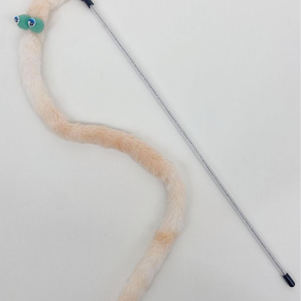 Cat Long Caterpillar Cat Amusing Stick Super Cute Big Eyes Plush with Bell Bite-resistant Plush Cat Toy