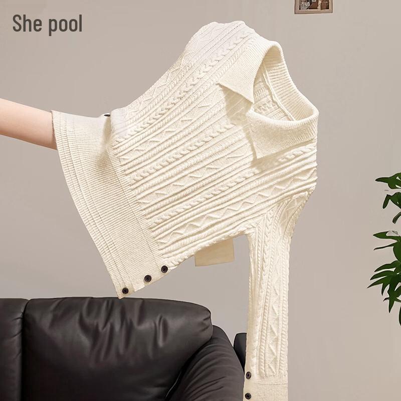 Women s Preppy Cable Knit Turn-down Collar Pullover Sweater M