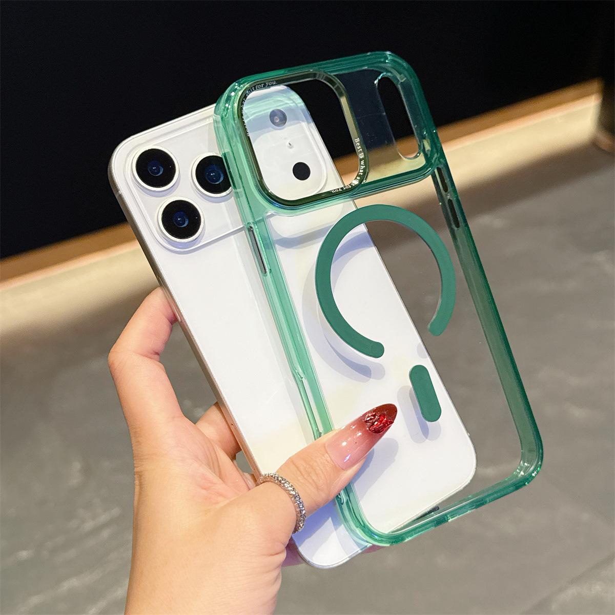 

For Apple 17Promax Magnetic Phone Case Magnetic for IPhone16 Transparent 15 Metal Lens Ring For iPhone11Promax