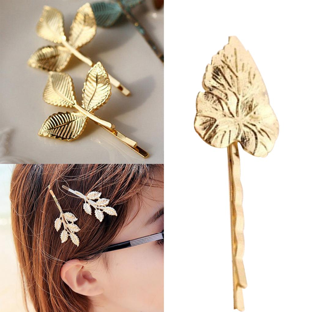 Hair Clip Retro Olive Branch Hairpin Bride Headdress Bangs Pin Non-slip Barrette for Girls Women Type 1