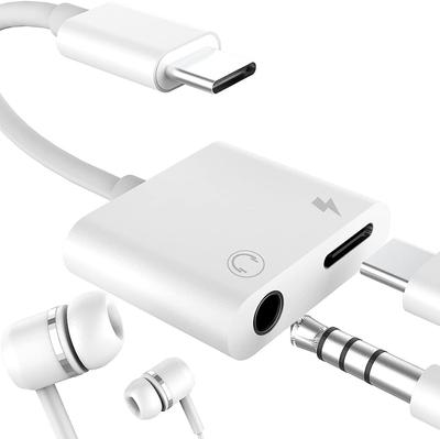 USB-C - 3,5 mm Ses Aksesuarları Tip C Kulaklık Jakı Adaptörü 2in1 DAC AUX Splitter Şarj Kablosu Dongle