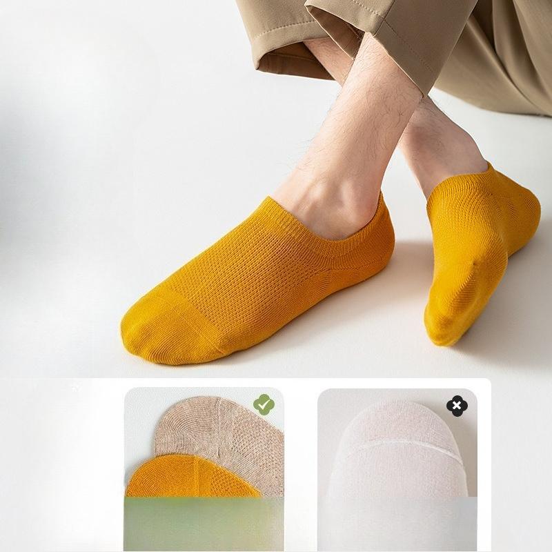 Men's Boat Socks, Solid-color Cotton Socks, Summer Shallow-mouthed Short Socks, Thin Mesh, Antibacterial and Deodorizing Solid-color Invisible Socks
