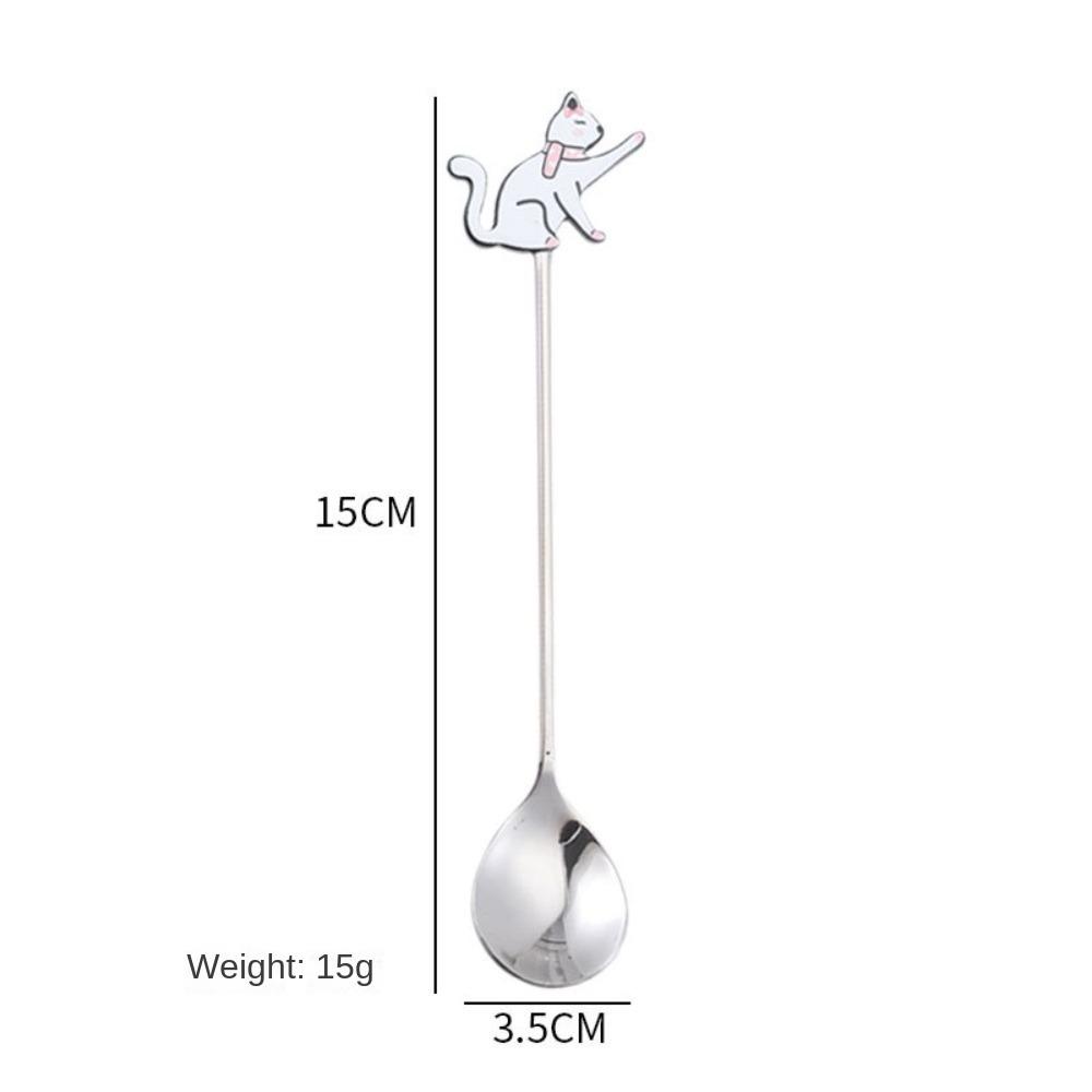 Japanese Korean Style Cartoon Cat Spoon Polished Honey Stirring Spoon New Dessert Spoon