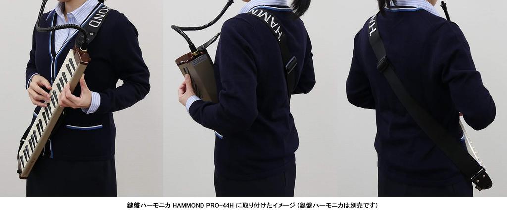 HAMMOND KSH-1 Shoulder Strap for Melodica with Strap Pin, Black (with Embroidered Logo)