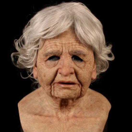 New Halloween Grandpa Wig and Mask Set Bald old man's terrifying mask