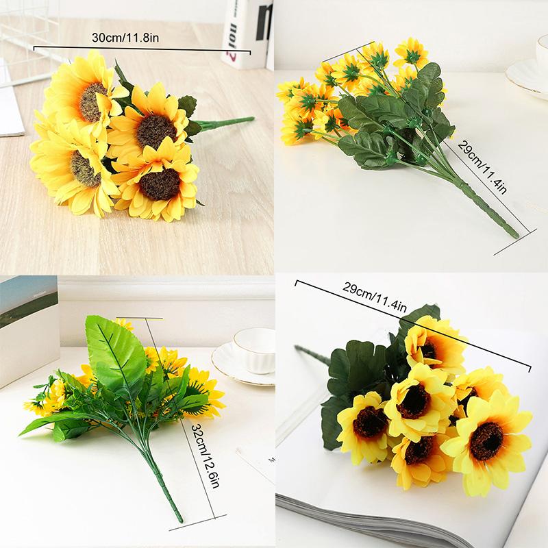 1 Bunch Silk Sunflower Realistic Artificial Flowers Bouquet Home Decor Fake Flowers Wedding Bouquet 24 Sunflower