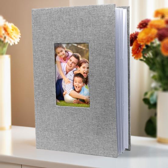 Fotoalbum 4x6 300 Taschen Leinenbezug Bilderbuch mit Frontfenster Personalisiertes Scrapbook Erinnerungsbuch für Baby Paare Urlaub Jahrestag