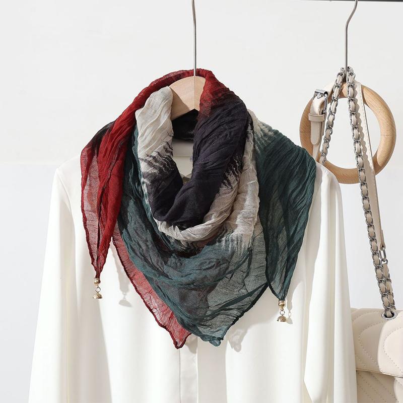 Women Scarf for Women Fashion Square Scarf Bohemian With Magnetic Buckle Casual Long Pleated Outings