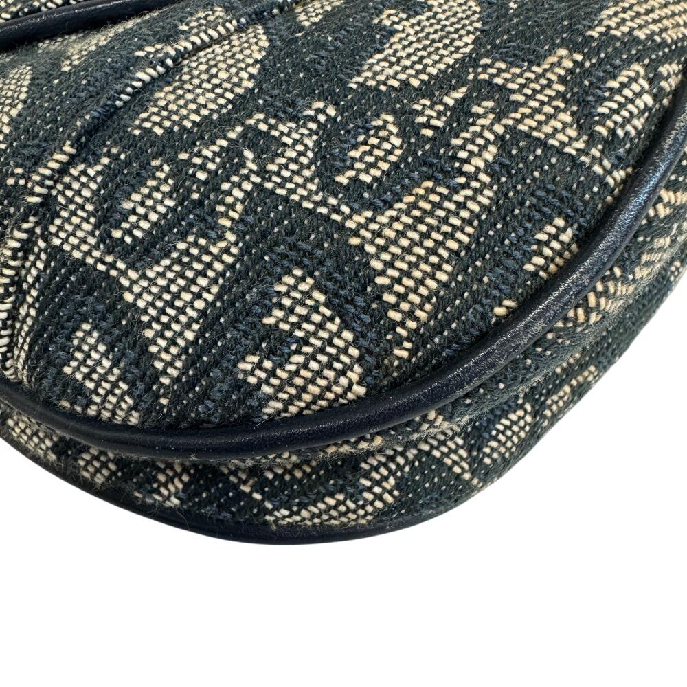 Dior Trotter Canvas Saddle Shoulder Bag Navy Canvas Used