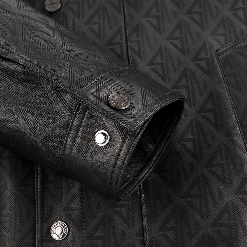 Septwolves Men's Sheepskin Embossed Leather Jacket