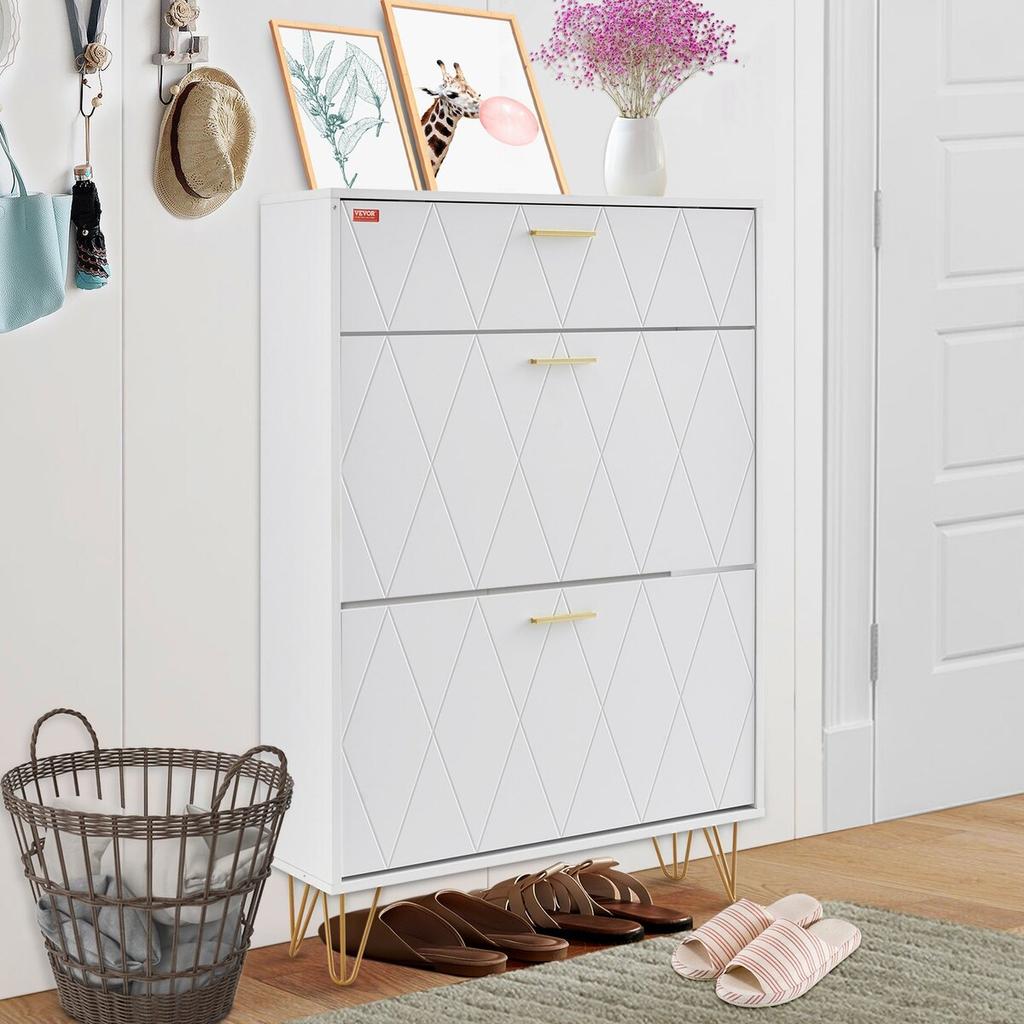 Shoe Cabinet with 3 Flip Drawers Shoe Storage Cabinet for Entryway Hallway