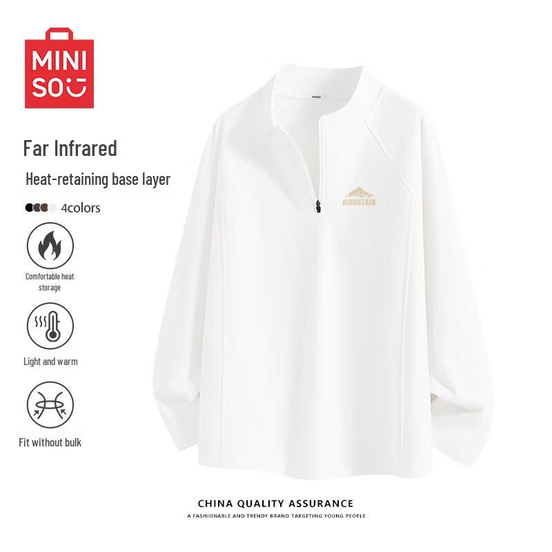 MINISO Men s Thermal Fleece-Lined Mock Neck T-Shirt L