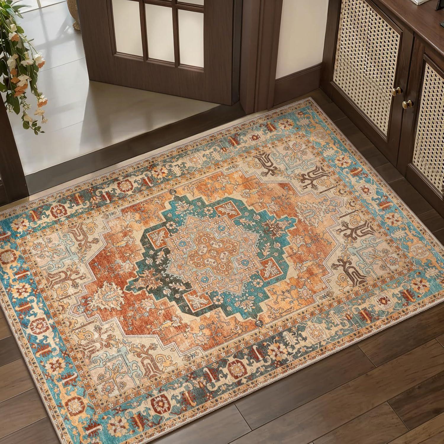 

80*120СМ Персидские Кристальные Бархатные Напольные КОВРИКИ, Бытовые Противоскользящие Дверные КОВРИКИ, Противоскользящие Коврики для Ног, Подходят для Ванных комнат, Спален и Дверных проемов 80*120cm