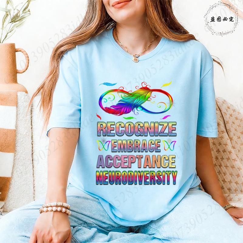 In A World Where You Can Be Anything Be Kind TShirt Women Autism Awareness Puzzle Tees Butterfly Feather Inspirational Tops