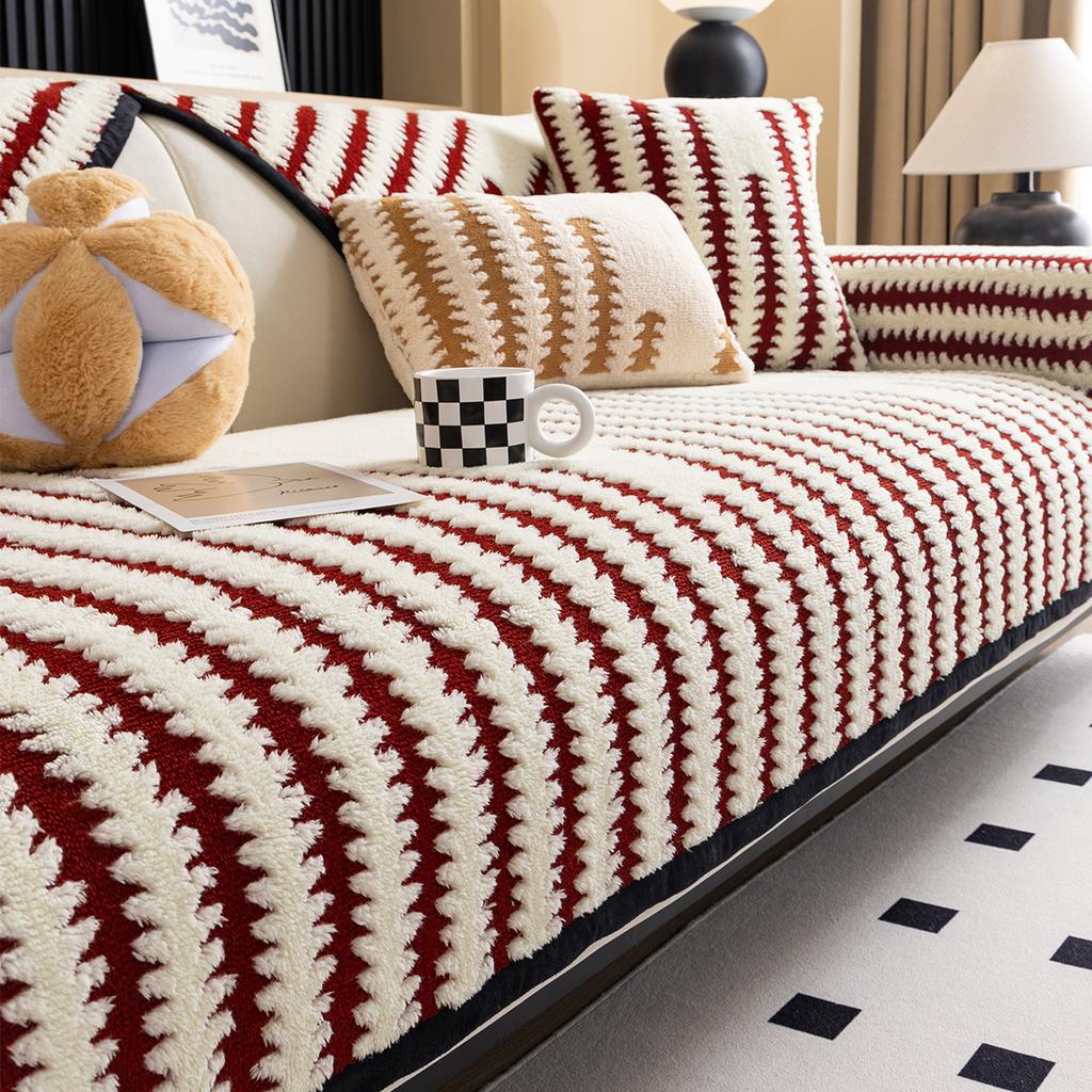 Premium Plush Sofa Cushion Autumn And Winter New Winter Thickened Straight Row Sofa Seat Cushion Non-Slip Cover Cover Cloth