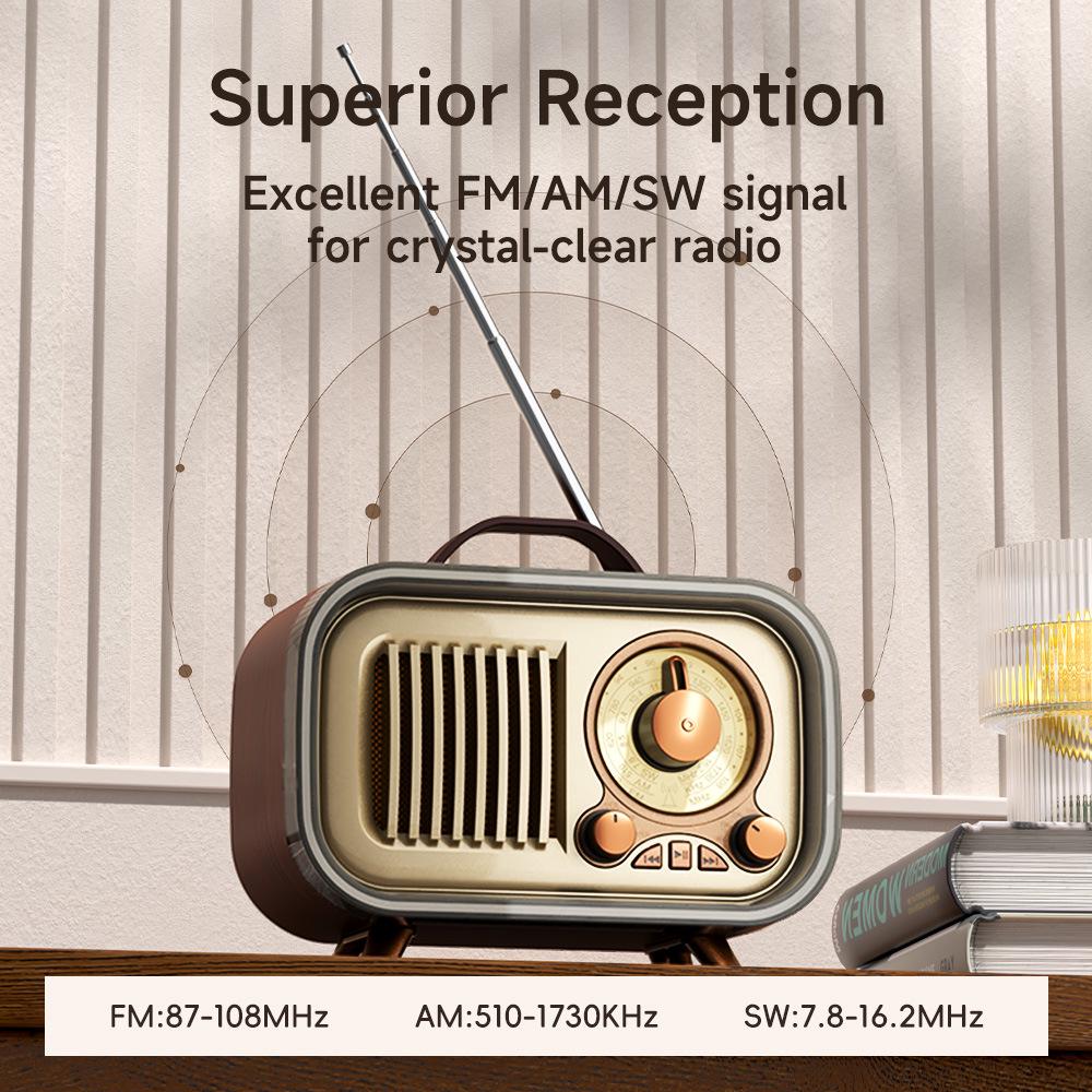Retro Multifunctional Bluetooth Speaker with Radio, Portable Wireless Outdoor and Home Audio, Multi-band, Card Compatible.