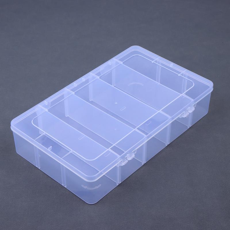 2PCS/3PCSClear Plastic Storage Box With Adjustable Grids And Transparent Design Perfect For Organizing Jewelry