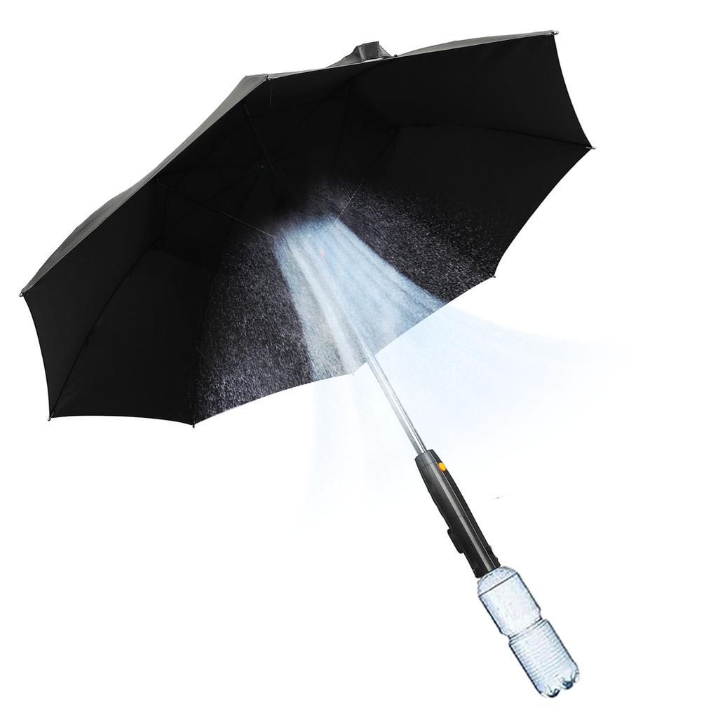 Sun Umbrella with Fan and Sprayer 8 Ribs Portable 3 in 1 UV Blocking Umbrella for Outdoor