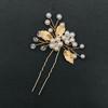 1 Zestaw spinki do włosów z kwiatem perłowym Zestawy grzebieni do włosów dla panny młodej Ślubne akcesoria do włosów Tiarki ze stopu ze złotym liściem Spinka do włosów księżniczki Modna biżuteria