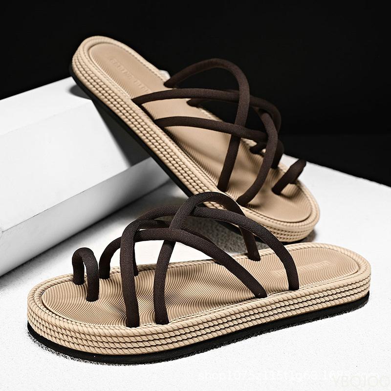 Fashion 2025 Men's Fashion Beach Flip Flops Casual Non Slip Wear-resistant Shoes Versatile Hollow Sandals Fashion Open Toed Male Sandals