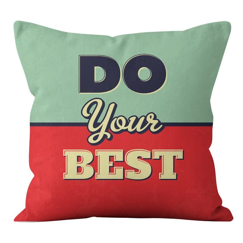 Ретро Льняная Наволочка с Буквами Вдохновляющая Английская Пословица Наволочка для Дивана Офиса Премиум Прочная 45*45cm