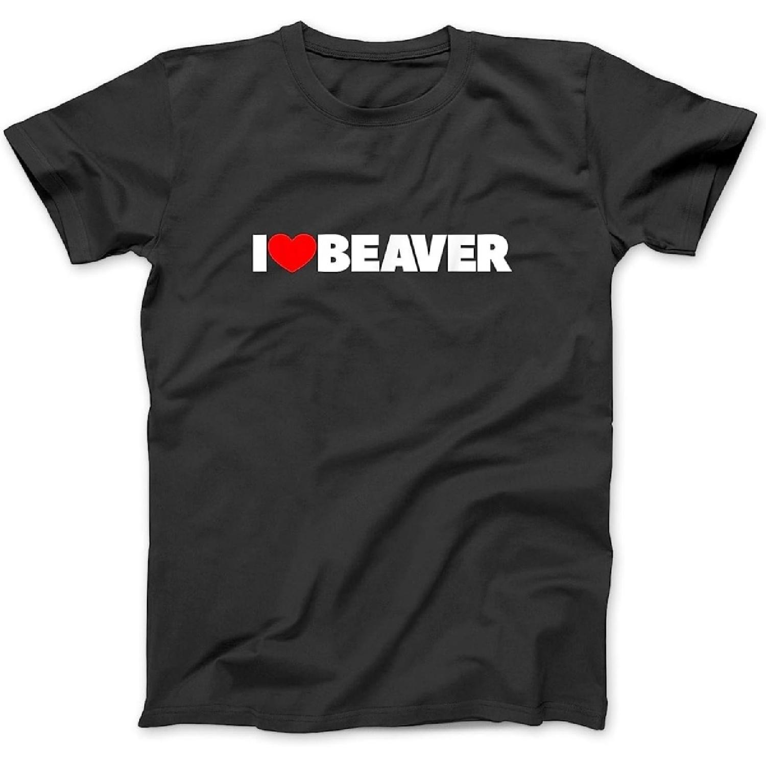 I Love (Heart) Beaver T-Shirt PVH Gifts Womens Mens Kids Tank Top Sweatshirt Hoodie Longsleeve 325 Black S