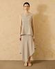 Wave Seoul Diagonal Asymmetrical Midi Skirt Gray