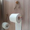 1PC Rustic Hemp Rope and Wooden Stick Toilet Paper Holder - Wall-Mounted,Decorative Bathroom Tissue Dispense