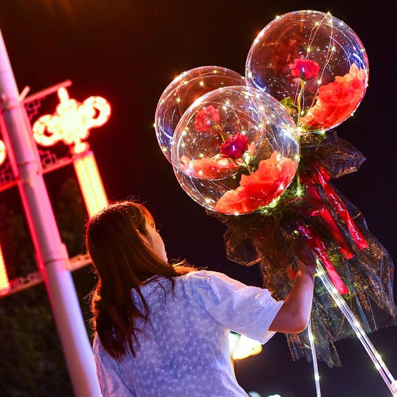 Balão Buquê de Rosas Luminosas de LED – Presente Perfeito Para o Dia dos Namorados, Mães, Namoradas