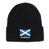 Flag of Scotland Print Knitted Cap Beanie, Patriotic Woman Cap Stretchy Autumn Unisex Pompom Beanies Knit Cap Beanie