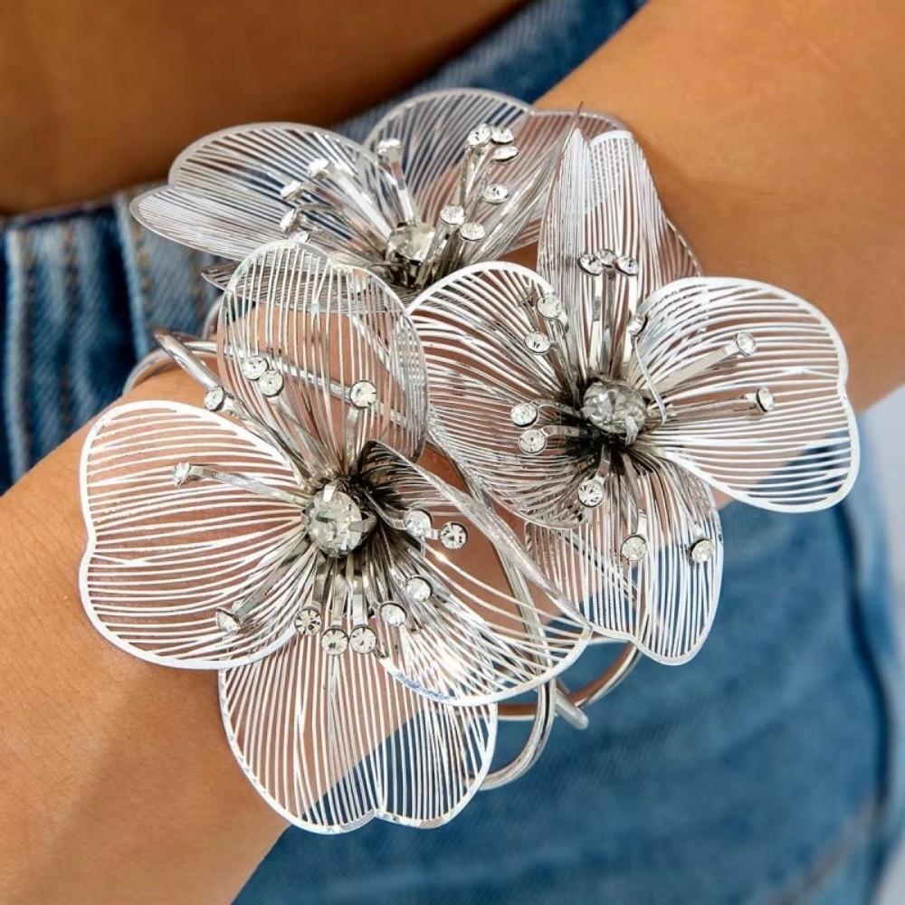 Geometric Hollow Bracelet Irregular Floral Bangle Opening Bracelet Wedding Party Accessories