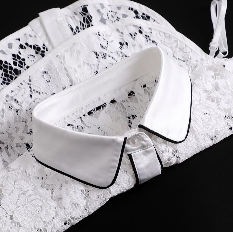 Perfect Match Embroidery Fake Collar Women Lace Detachable Lapel Collar Shirt Top Tie White Ruffles False Collar Woman Removable False Blouse
