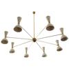 Beautiful Large Brass Chandelier Style of Stilnovo Italian Chandilier 1950s