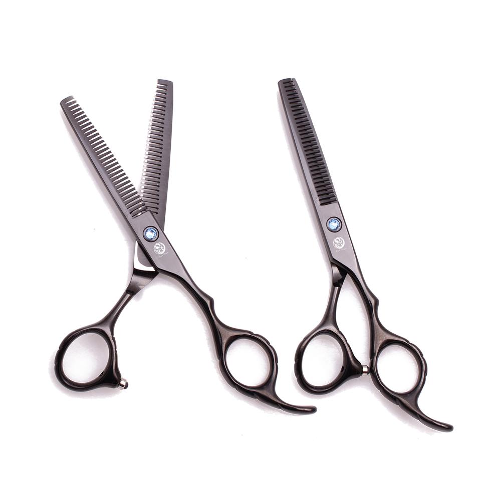 Professional Hairdressing Scissors 5.5" 6'' Purple Dragon Japan 440C Thinning Shears Douuble Side Teeth 15% Thinning Rate
