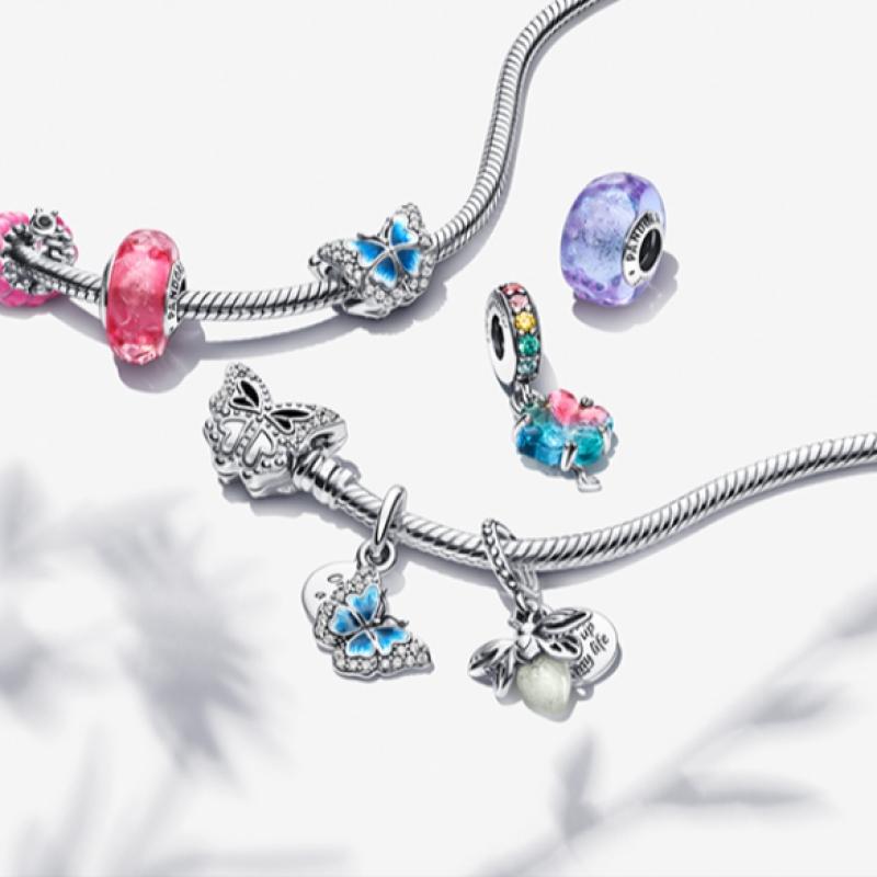 Pandora Blue Butterfly   Quart Double Dangle Charm 790757c01