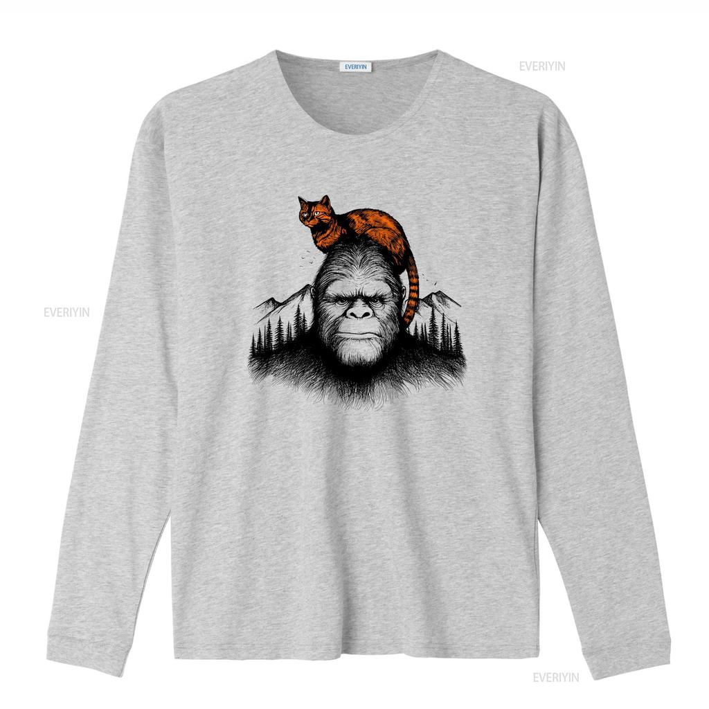 Sasquatch And Orange Cat T Shirt Unique Novelty Idea For Lovers Moms Cool Print vintage Washed graphic Breathable homme