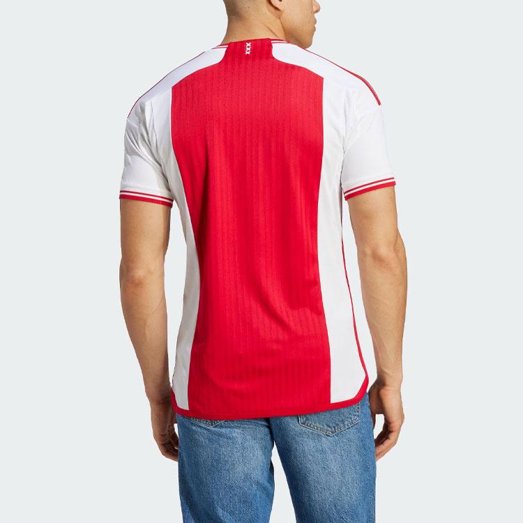 Adidas Ajax Amsterdam 23/24 Home Letter Print Colorblock Short Sleeve Soccer Jersey Men Tops Dark-Red HZ7725
